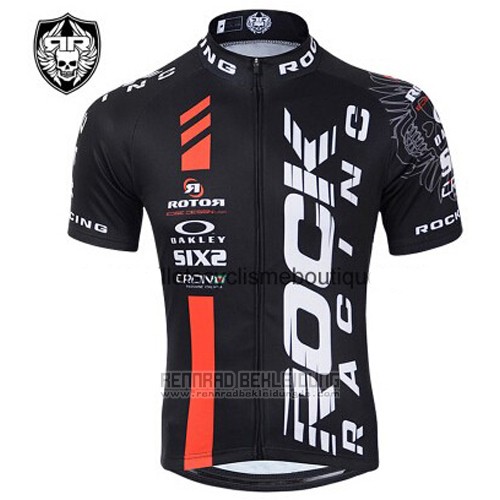 2015 Fahrradbekleidung Rock Racing Shwarz und Rot Trikot Kurzarm und Tragerhose